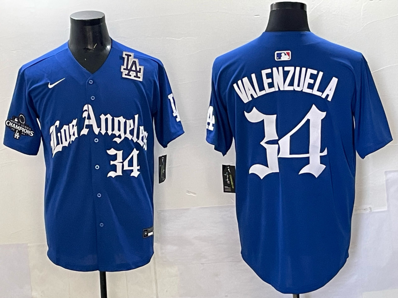 Men Los Angeles Dodgers #34 Valenzuela Blue 2025 Nike MLB Jersey style 007->los angeles dodgers->MLB Jersey
